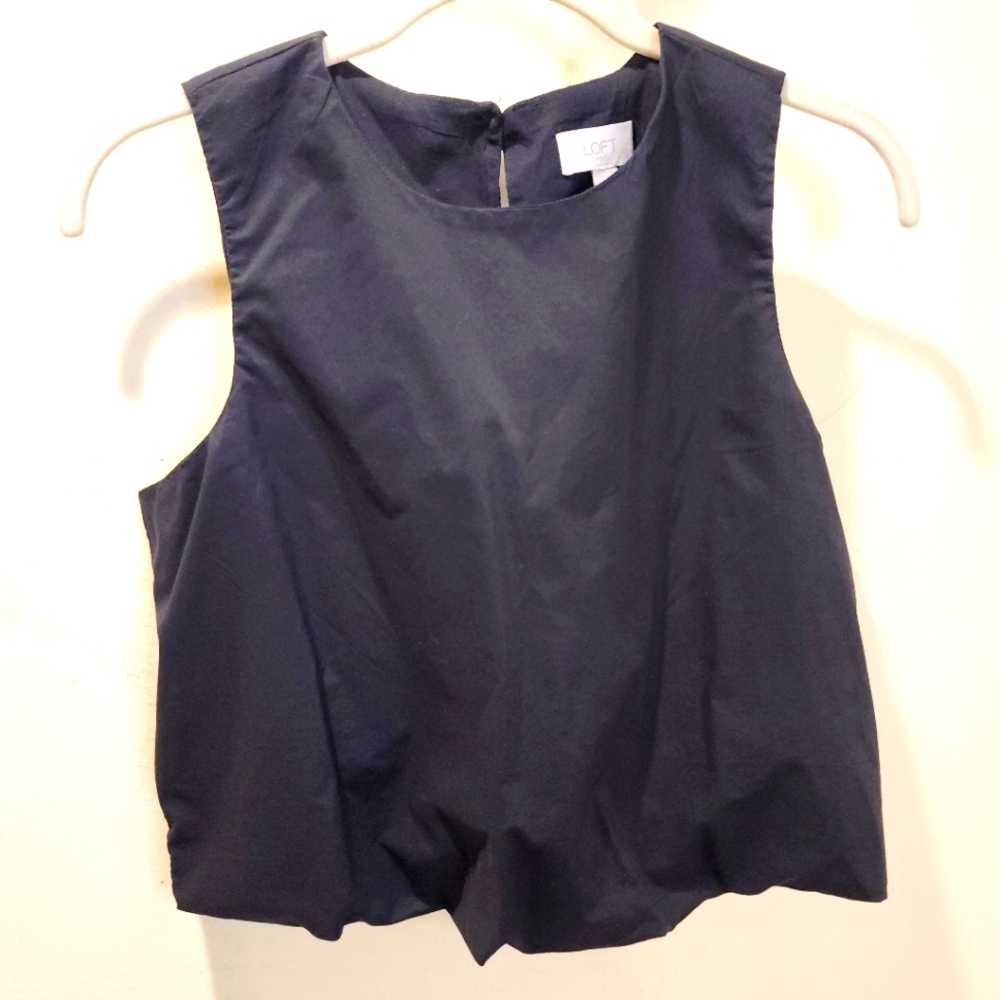 LOFT Black  Sleeveless Cotton  Bubble Crop Top Size XS